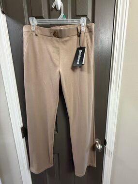 Betabrand Khaki Straight-Leg Dress Pants